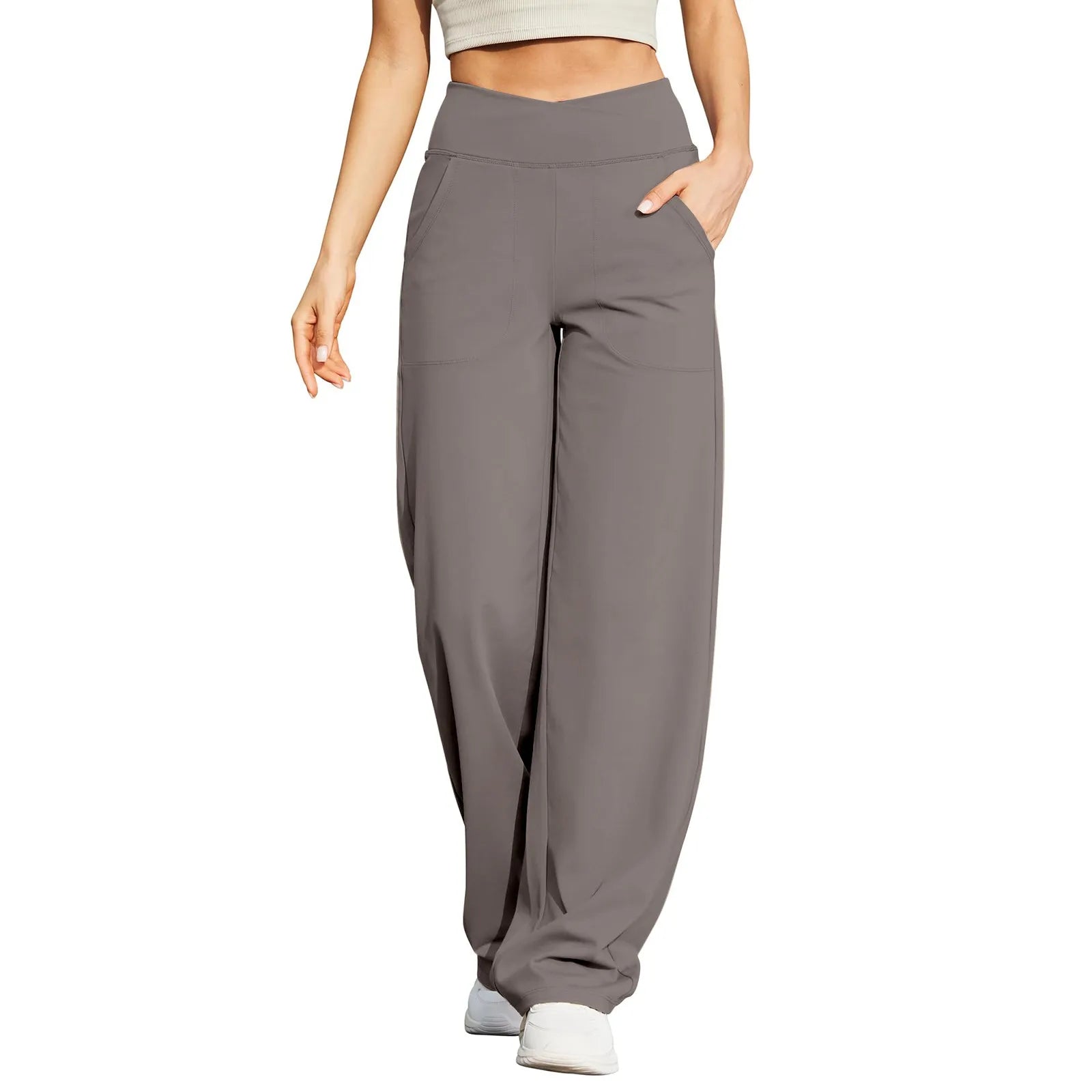 Women's Wide Leg Pants High Elastic Waisted In The Back Sweatpants Trousers Long Straight Womens Casual Pants