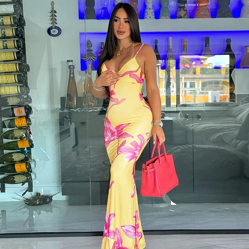 DGLUKE Spaghetti Strap Floral Maxi Dress